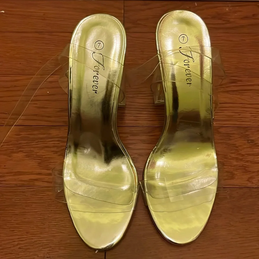Silver heels with transparent strap | size: 7 - Picture 1 of 3